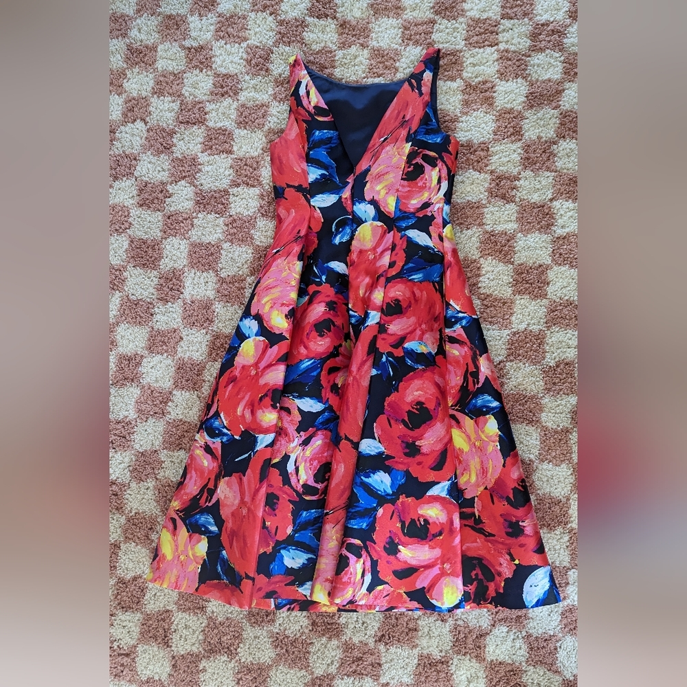 Adrianna Papell Floral Print Mikado Dress ( Size 2) - Picture 3 of 5